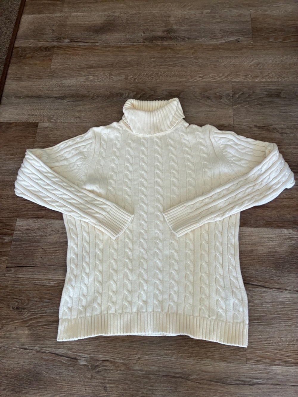 LL Bean Cable Knit Cream Sweater